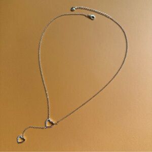 Dainty gold tone little dangling hearts necklace